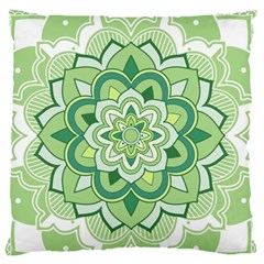 Floral-green-mandala-white Standard Flano Cushion Case (two Sides) by Vaneshart