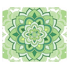 Floral-green-mandala-white Double Sided Flano Blanket (small)  by Vaneshart