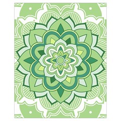 Floral-green-mandala-white Drawstring Bag (small) by Vaneshart