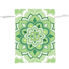 Floral-green-mandala-white  Lightweight Drawstring Pouch (xl) by Vaneshart