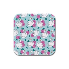 Classy-swan-pattern Rubber Square Coaster (4 Pack)  by Vaneshart