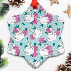 Classy-swan-pattern Snowflake Ornament (two Sides)