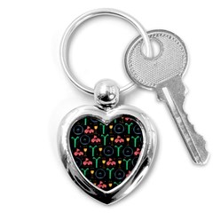 Hand-drawn-happy-birthday-pattern-background Key Chain (heart) by Vaneshart