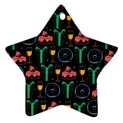 Hand-drawn-happy-birthday-pattern-background Star Ornament (two Sides) by Vaneshart