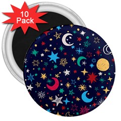 Colorful-background-moons-stars 3  Magnets (10 Pack)  by Vaneshart