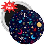 Colorful-background-moons-stars 3  Magnets (10 pack)  Front