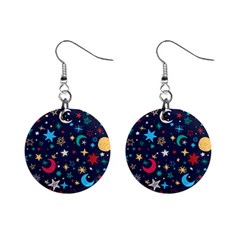 Colorful-background-moons-stars Mini Button Earrings by Vaneshart