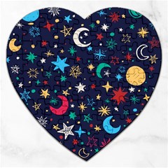 Colorful-background-moons-stars Jigsaw Puzzle (heart) by Vaneshart