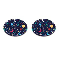 Colorful-background-moons-stars Cufflinks (oval) by Vaneshart