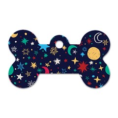 Colorful-background-moons-stars Dog Tag Bone (two Sides) by Vaneshart