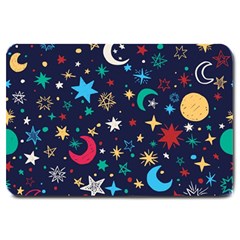 Colorful-background-moons-stars Large Doormat  by Vaneshart