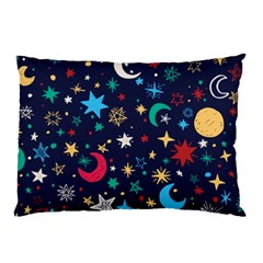 Colorful-background-moons-stars Pillow Case by Vaneshart