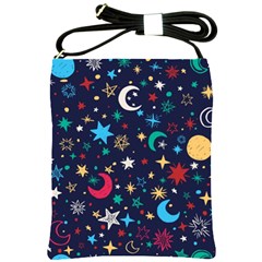 Colorful-background-moons-stars Shoulder Sling Bag by Vaneshart