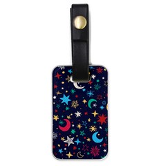 Colorful-background-moons-stars Luggage Tag (one Side) by Vaneshart