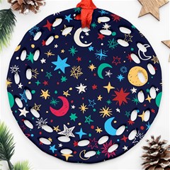 Colorful-background-moons-stars Ornament (round Filigree)