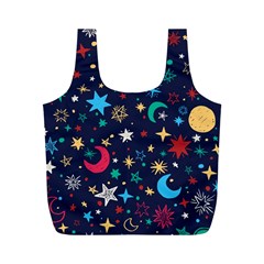 Colorful-background-moons-stars Full Print Recycle Bag (m) by Vaneshart