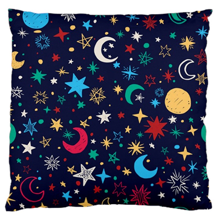 Colorful-background-moons-stars Standard Flano Cushion Case (Two Sides)