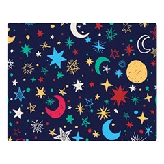 Colorful-background-moons-stars Double Sided Flano Blanket (large)  by Vaneshart