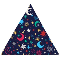 Colorful-background-moons-stars Wooden Puzzle Triangle by Vaneshart