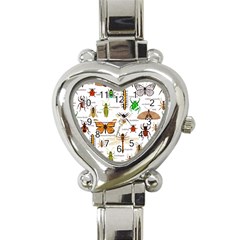 Insects Seamless Pattern Heart Italian Charm Watch by Vaneshart