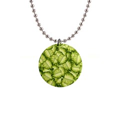 Seamless Pattern With Green Leaves 1  Button Necklace