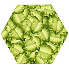 Seamless Pattern With Green Leaves Wooden Puzzle Hexagon