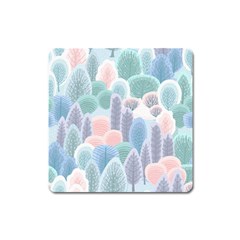 Abstract-seamless-pattern-with-winter-forest-background Square Magnet by Vaneshart