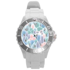 Abstract-seamless-pattern-with-winter-forest-background Round Plastic Sport Watch (l) by Vaneshart