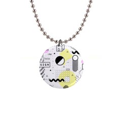 Graphic Design Geometric Background 1  Button Necklace