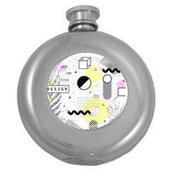 Graphic Design Geometric Background Round Hip Flask (5 Oz) by Vaneshart