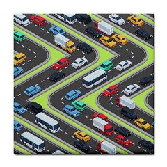 Urban-cars-seamless-texture-isometric-roads-car-traffic-seamless-pattern-with-transport-city-vector- Tile Coaster by Vaneshart