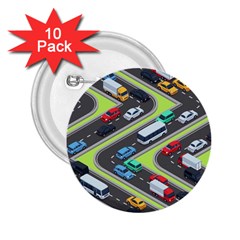 Urban-cars-seamless-texture-isometric-roads-car-traffic-seamless-pattern-with-transport-city-vector- 2 25  Buttons (10 Pack)  by Vaneshart