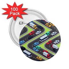 Urban-cars-seamless-texture-isometric-roads-car-traffic-seamless-pattern-with-transport-city-vector- 2 25  Buttons (100 Pack)  by Vaneshart