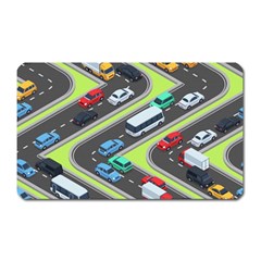 Urban-cars-seamless-texture-isometric-roads-car-traffic-seamless-pattern-with-transport-city-vector- Magnet (rectangular) by Vaneshart