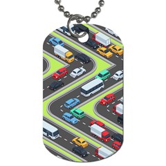 Urban-cars-seamless-texture-isometric-roads-car-traffic-seamless-pattern-with-transport-city-vector- Dog Tag (one Side) by Vaneshart