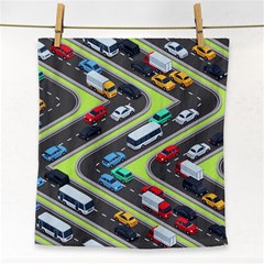 Urban-cars-seamless-texture-isometric-roads-car-traffic-seamless-pattern-with-transport-city-vector- Face Towel by Vaneshart