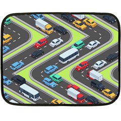 Urban-cars-seamless-texture-isometric-roads-car-traffic-seamless-pattern-with-transport-city-vector- Double Sided Fleece Blanket (mini)  by Vaneshart