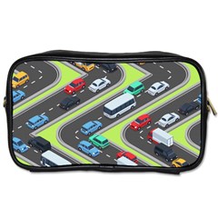 Urban-cars-seamless-texture-isometric-roads-car-traffic-seamless-pattern-with-transport-city-vector- Toiletries Bag (two Sides) by Vaneshart