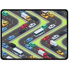 Urban-cars-seamless-texture-isometric-roads-car-traffic-seamless-pattern-with-transport-city-vector- Fleece Blanket (large)  by Vaneshart