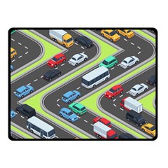 Urban-cars-seamless-texture-isometric-roads-car-traffic-seamless-pattern-with-transport-city-vector- Fleece Blanket (small) by Vaneshart