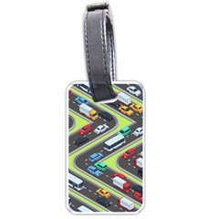 Urban-cars-seamless-texture-isometric-roads-car-traffic-seamless-pattern-with-transport-city-vector- Luggage Tag (one Side) by Vaneshart