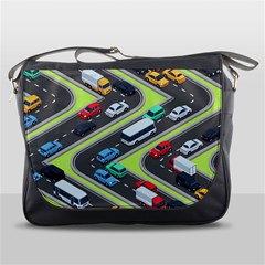 Urban-cars-seamless-texture-isometric-roads-car-traffic-seamless-pattern-with-transport-city-vector- Messenger Bag by Vaneshart