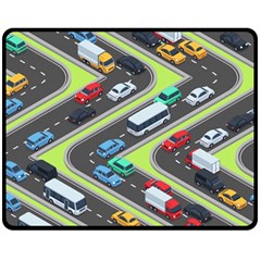 Urban-cars-seamless-texture-isometric-roads-car-traffic-seamless-pattern-with-transport-city-vector- Double Sided Fleece Blanket (medium)  by Vaneshart