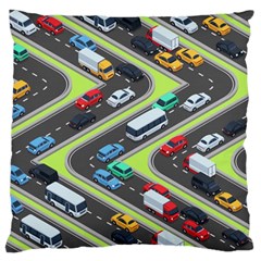 Urban-cars-seamless-texture-isometric-roads-car-traffic-seamless-pattern-with-transport-city-vector- Standard Flano Cushion Case (one Side) by Vaneshart