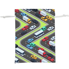 Urban-cars-seamless-texture-isometric-roads-car-traffic-seamless-pattern-with-transport-city-vector-  Lightweight Drawstring Pouch (xl) by Vaneshart