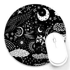 Vector-set-sketch-drawn-with-space Round Mousepads by Vaneshart