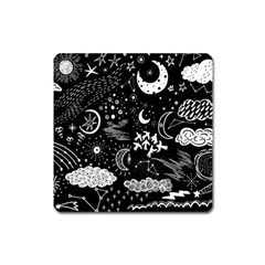 Vector-set-sketch-drawn-with-space Square Magnet by Vaneshart