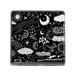 Vector-set-sketch-drawn-with-space Memory Card Reader (square 5 Slot) by Vaneshart