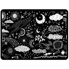 Vector-set-sketch-drawn-with-space Fleece Blanket (large)  by Vaneshart