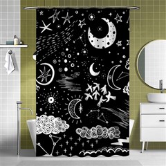 Vector-set-sketch-drawn-with-space Shower Curtain 48  X 72  (small)  by Vaneshart